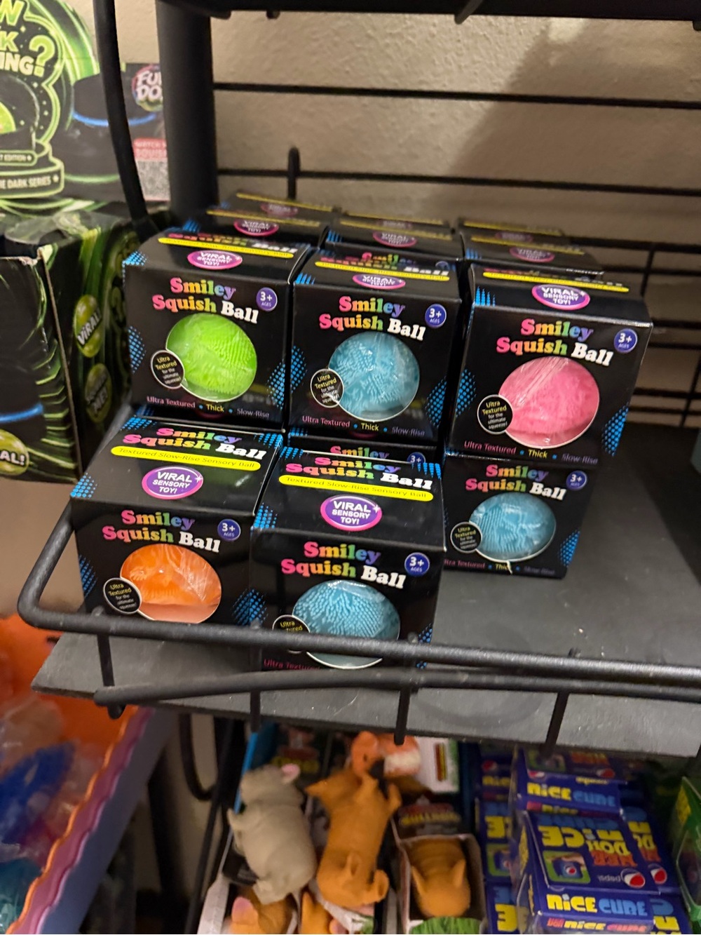 Smiley Squish Ball - Assorted Colors (Green, Blue, Pink, Orange)